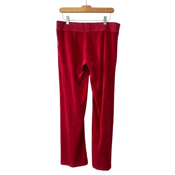 Juicy Couture OG Red Velour Track Pants Gold Glitter Logo M - Picture 4 of 7